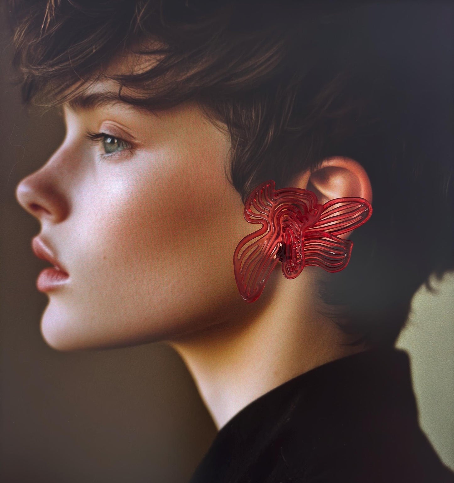 Black Statement Earrings | White, Beige, Red | Unique Mother's day gift | Custom size