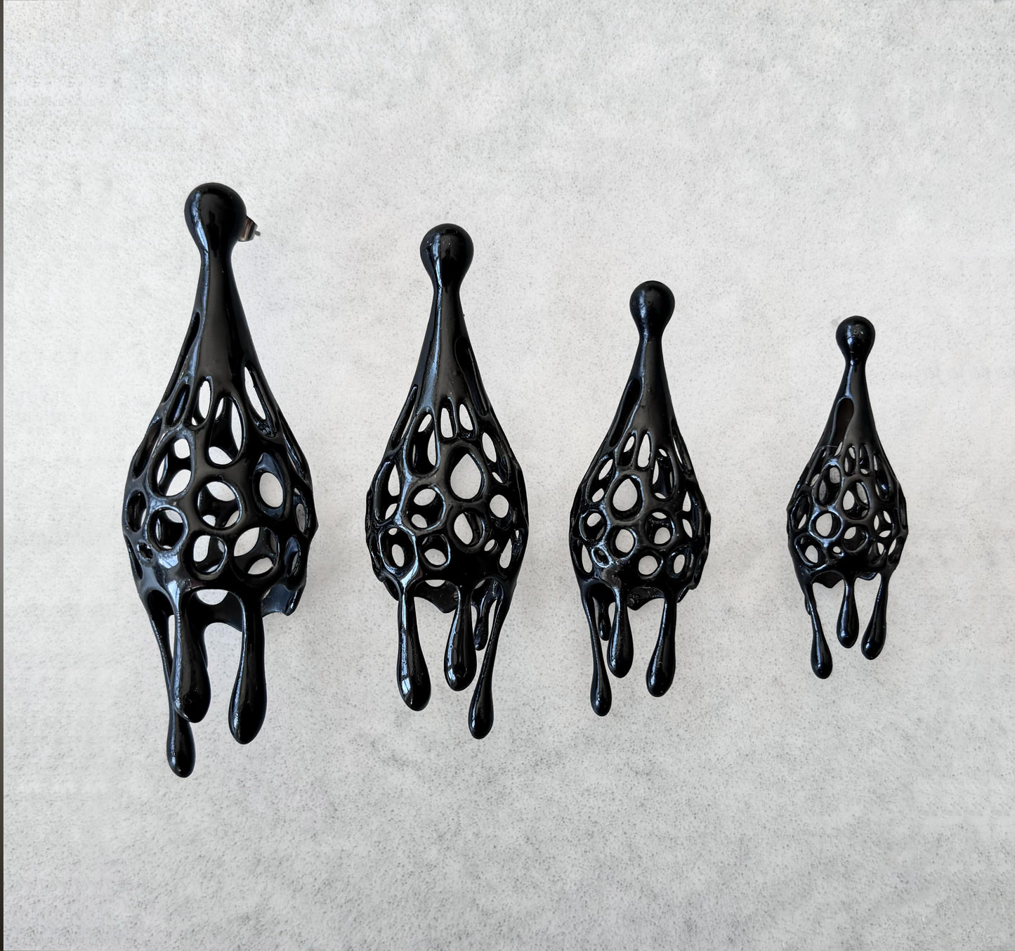 Gothic Black Dangling Earrings – Sculptural, Dangle, Unique Statement | Handmade in Canada | Mother's Day Gift