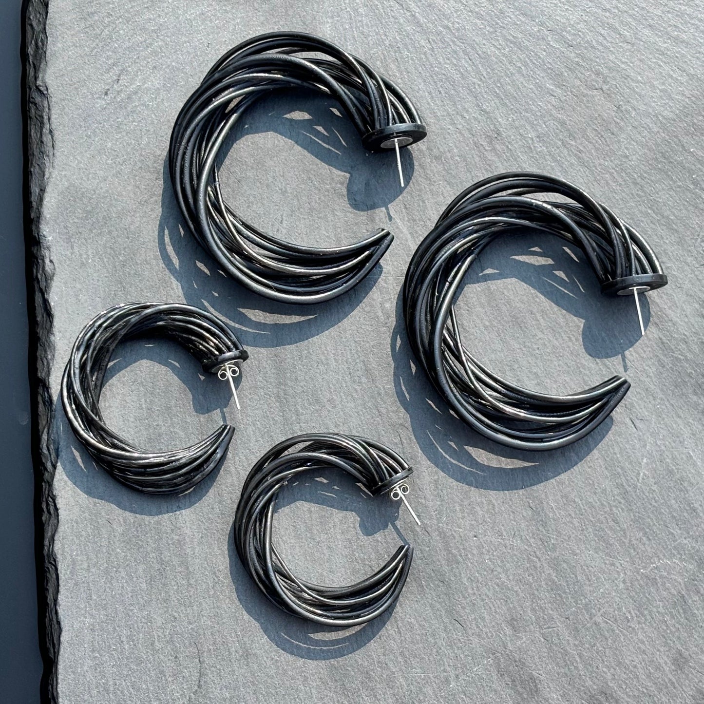 Black Spirals Hoops