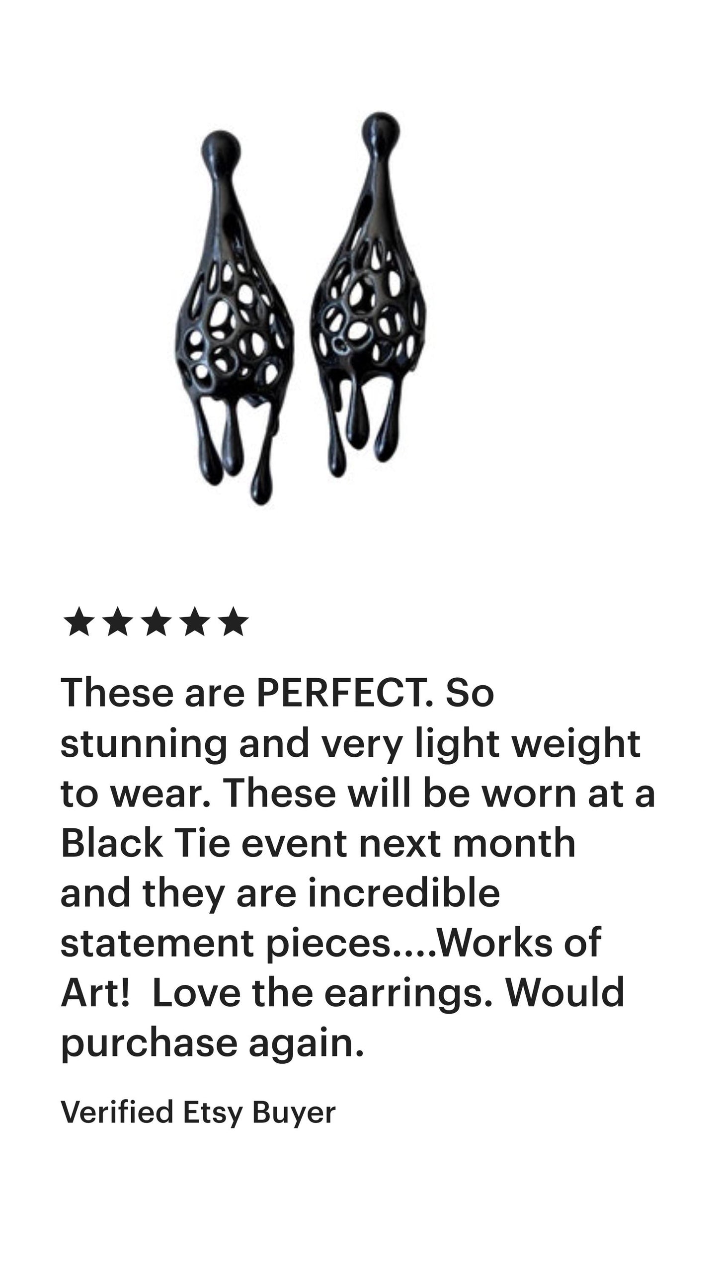 Gothic Black Dangling Earrings – Sculptural, Dangle, Unique Statement | Handmade in Canada | Mother's Day Gift