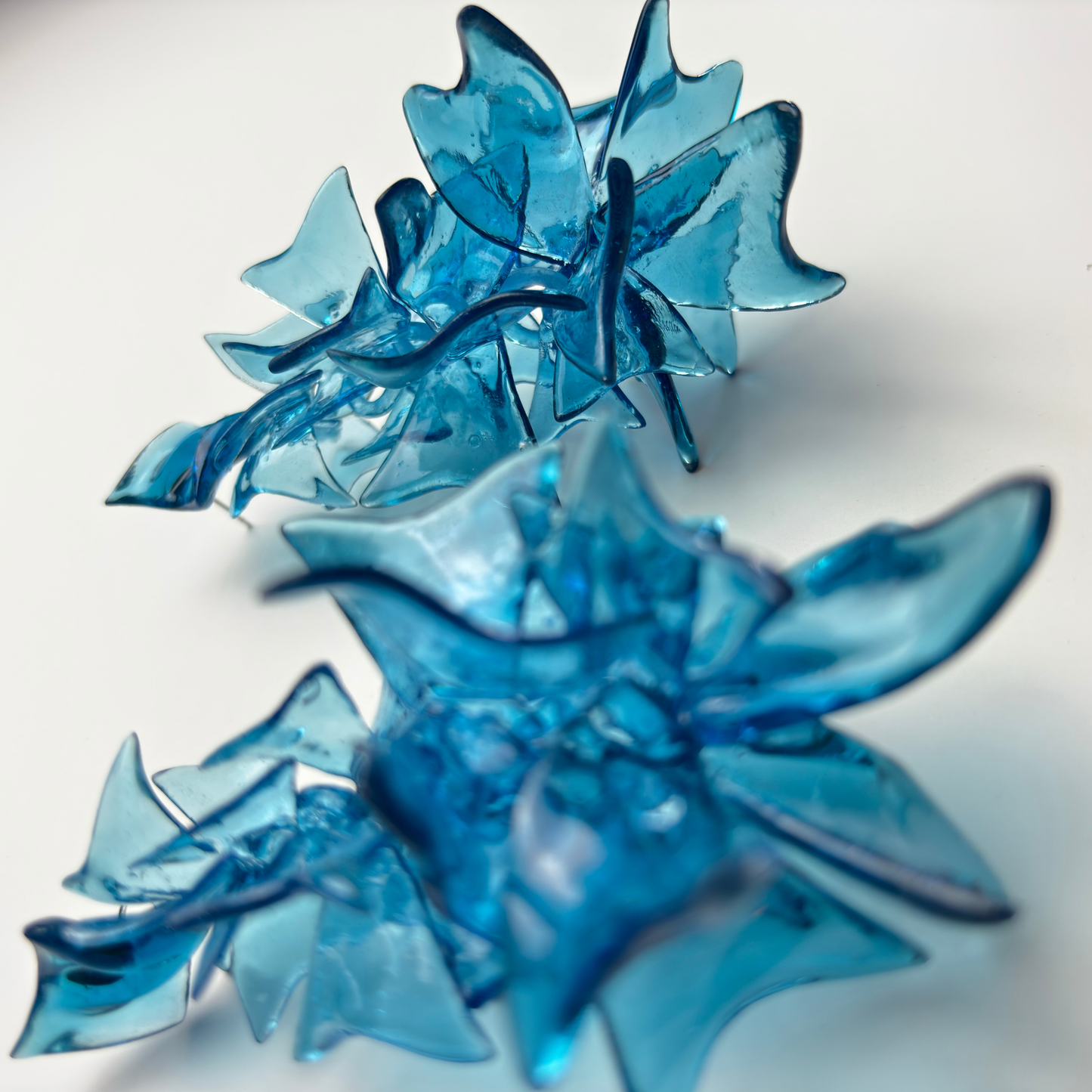 Petal Cascade Blue Sculptural Earrings