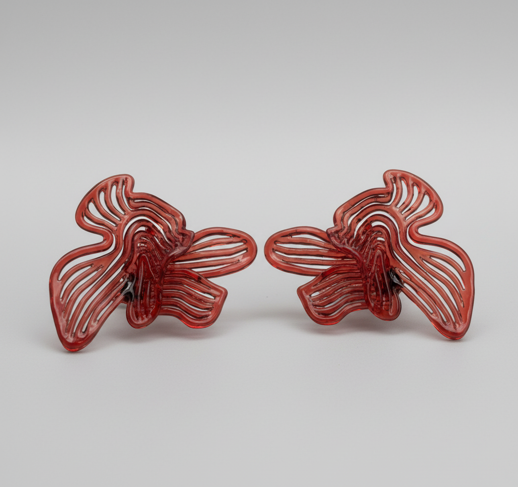 Cherry Red Rhythm Sculptural Earrings