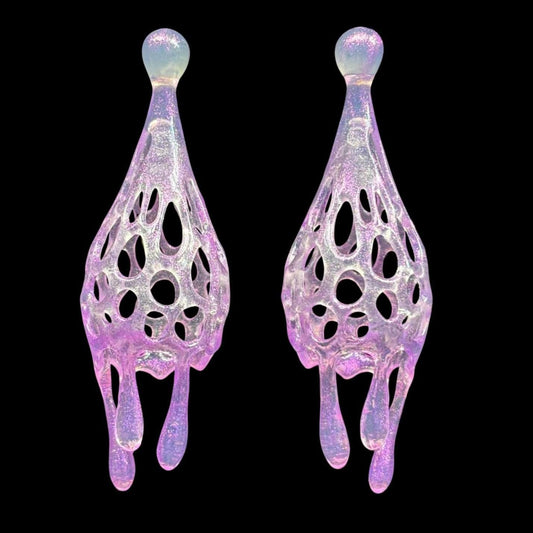 Pink  Drop Earrings – Sculptural, Dangle, Unique Statement  | Handmade in Canada | Mother's Day Gift