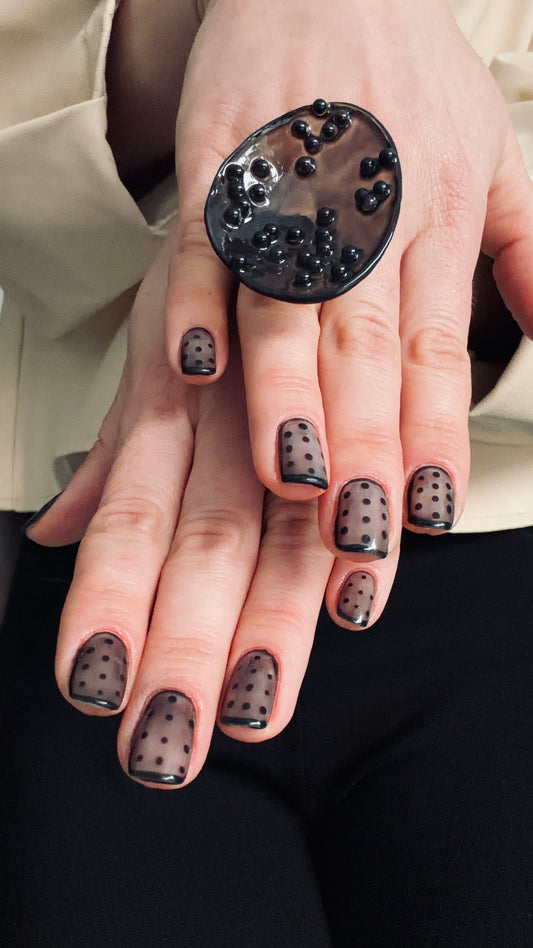 Polka Sculptural Statement Ring – Bold Black Resin | Made in Canada