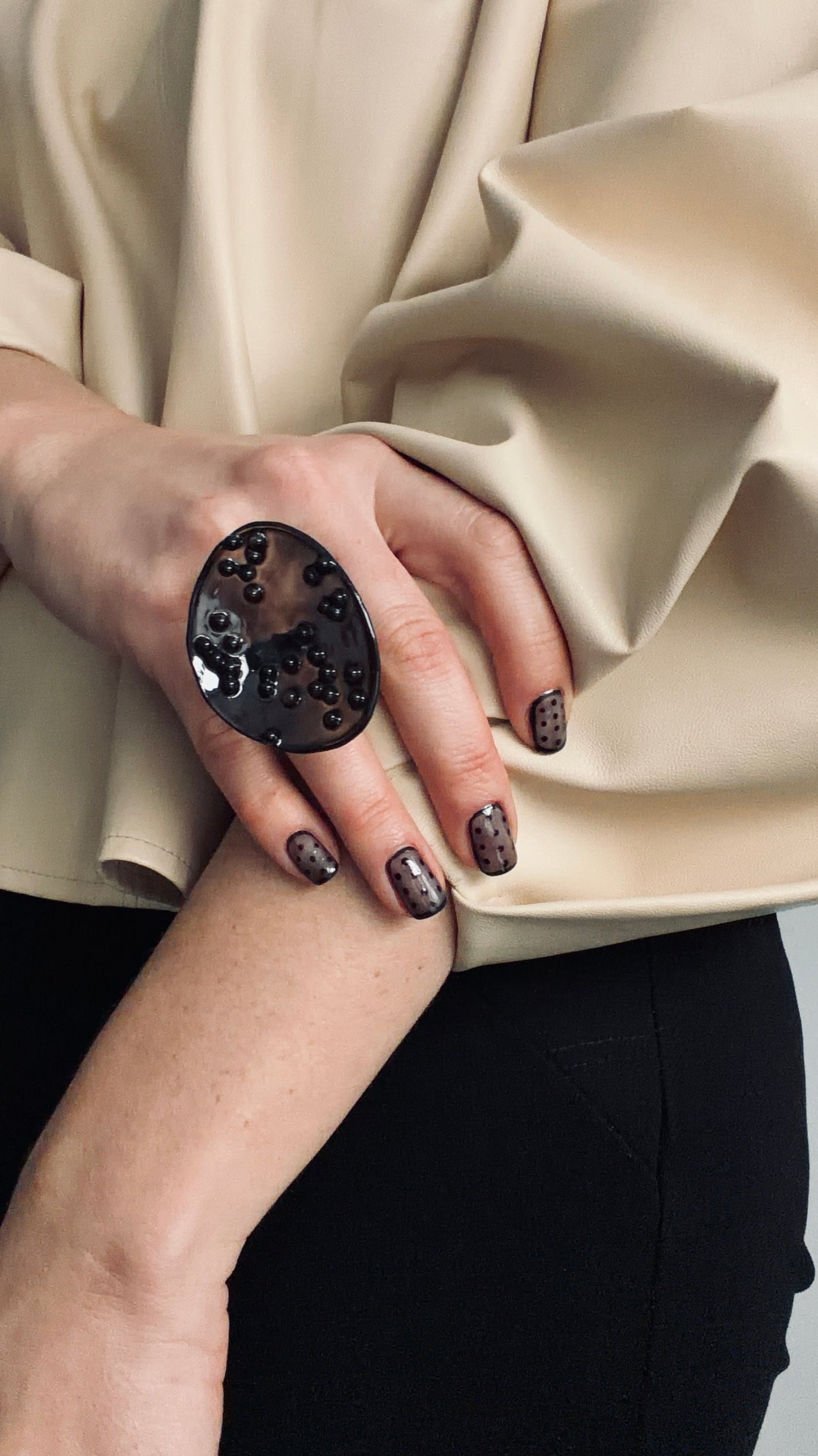Polka Sculptural Statement Ring – Bold Black Resin | Made in Canada