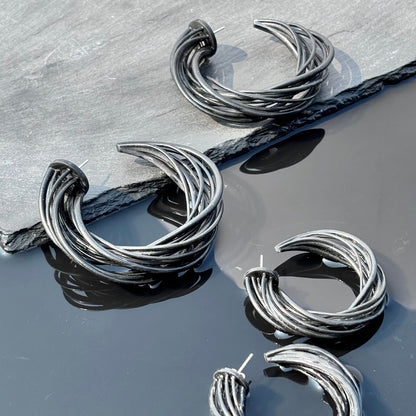 Black Spirals Hoops