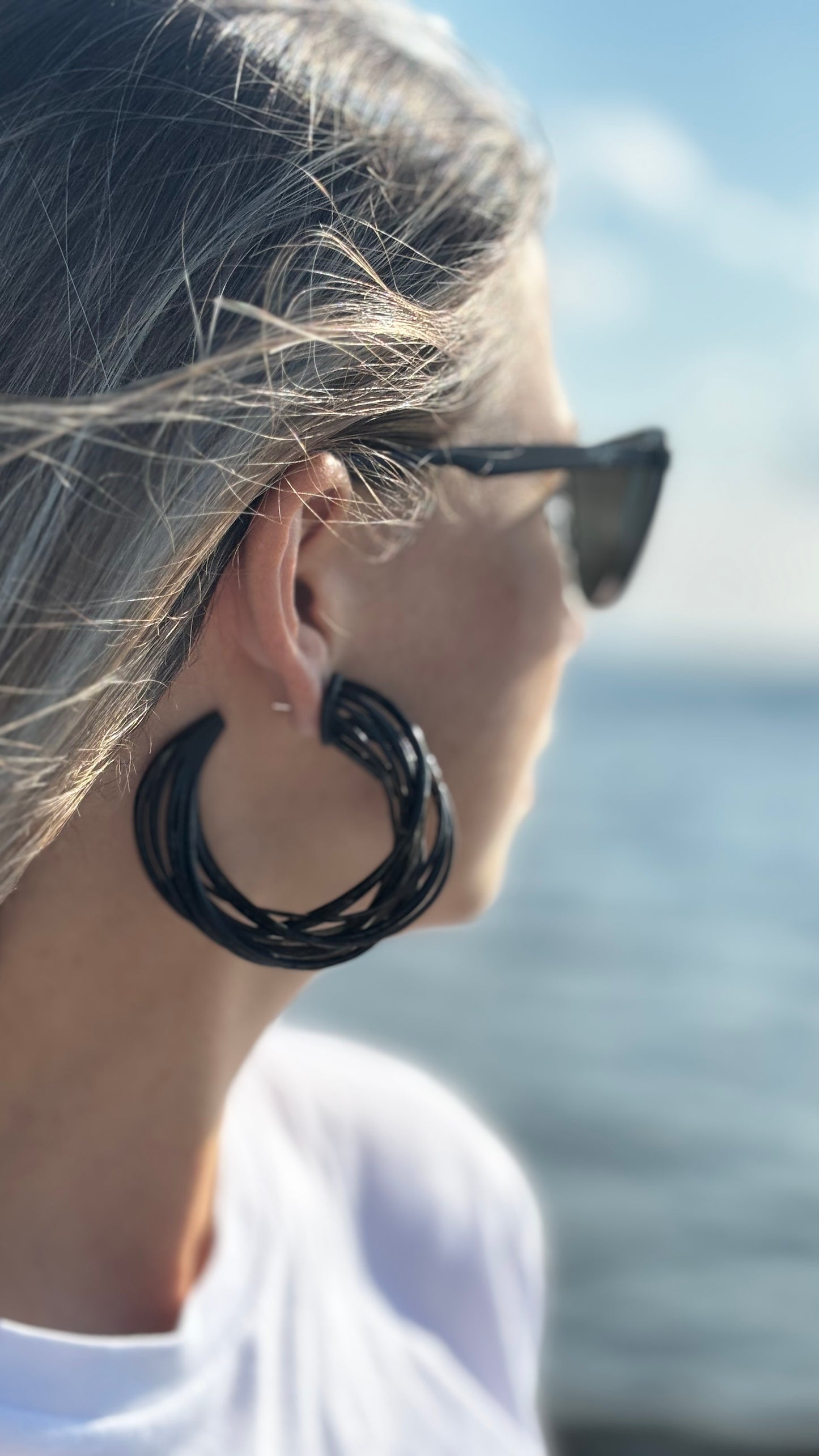 Black Spirals Sculptural Hoop Earrings