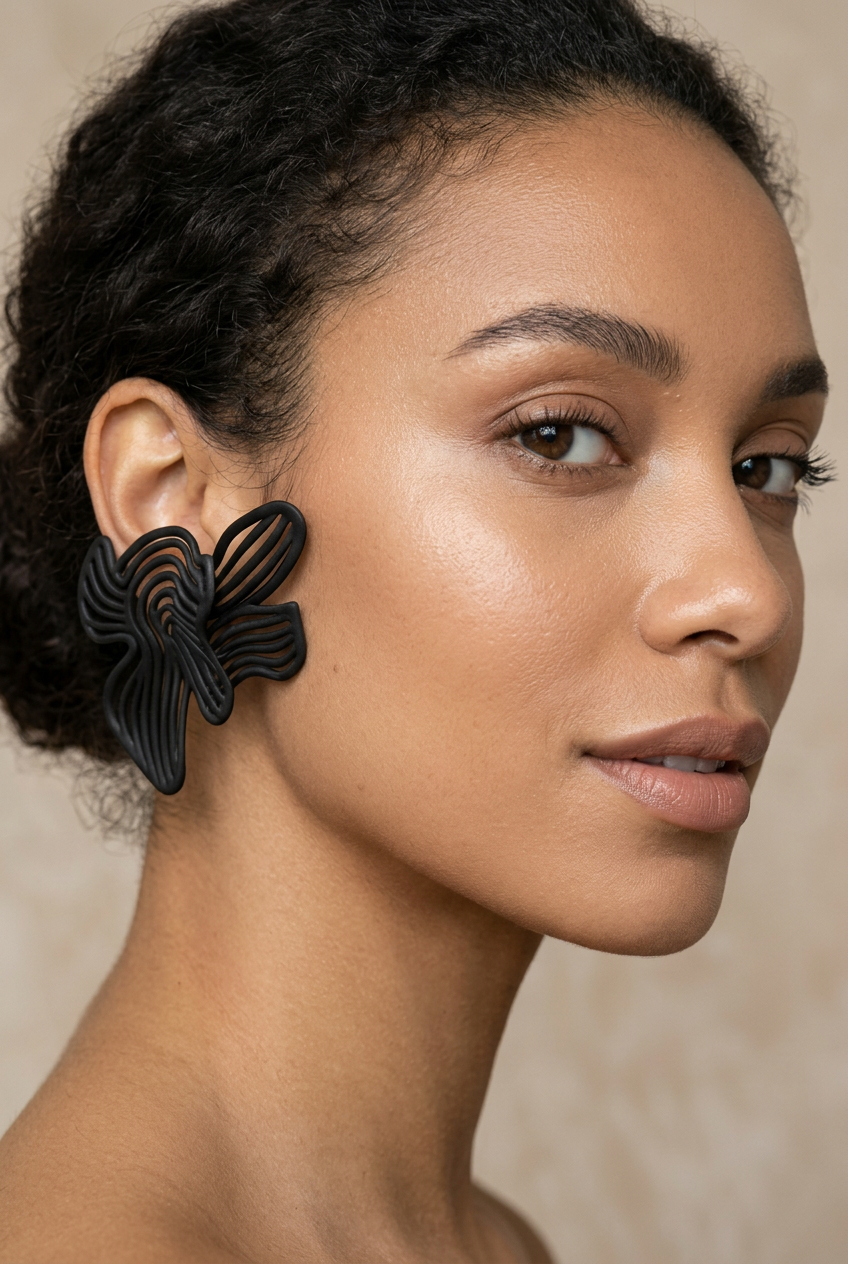 Black Rhythm Sculptural Lightweight Earrings | Edgy Gothic Statement Jewelry