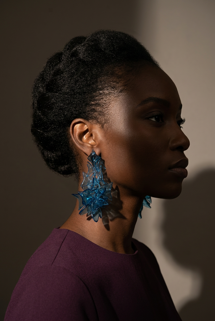 Blue Petal Cascade Earrings