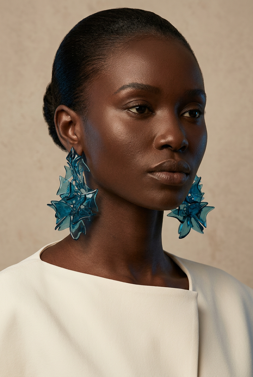 Blue Petal Cascade Earrings