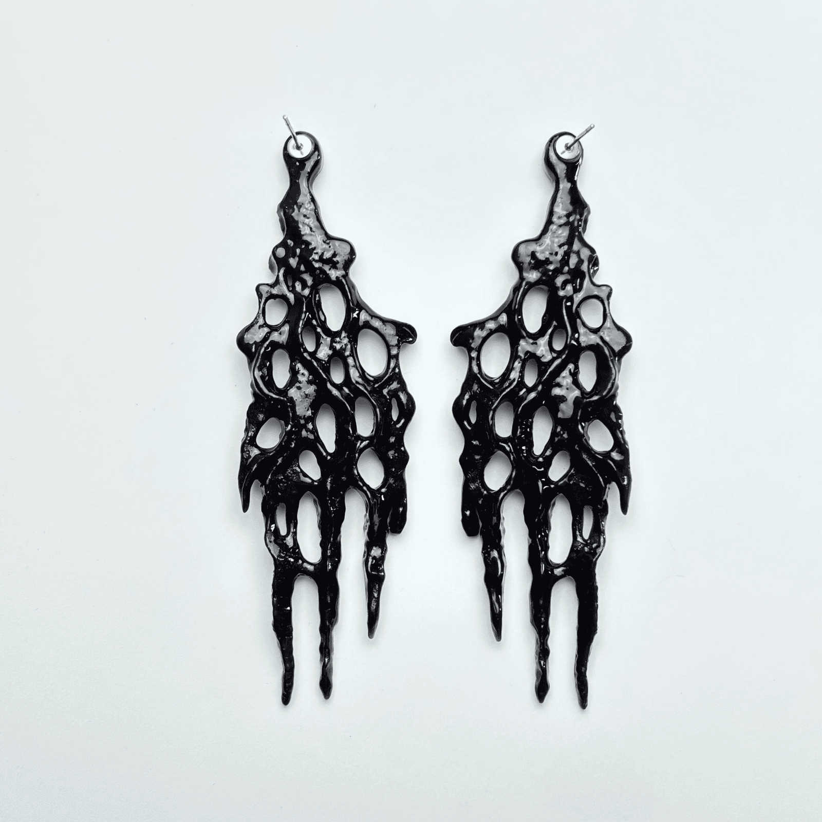 Back view of the fashion jewelry black piece, showing the secure lightweight construction.