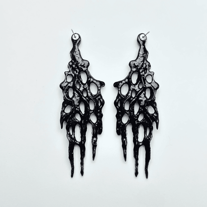 Back view of the fashion jewelry black piece, showing the secure lightweight construction.