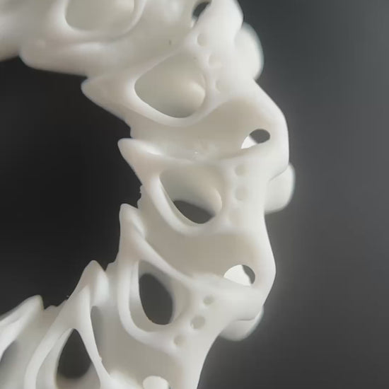 white bold statement 3d printed earrings macro video 