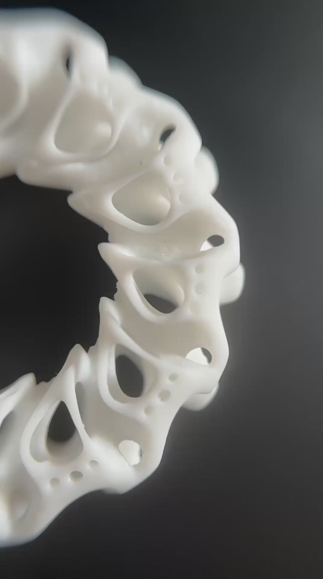 white bold statement 3d printed earrings macro video 