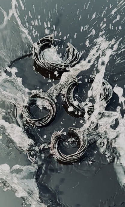 Black Spirals Sculptural Hoop Earrings