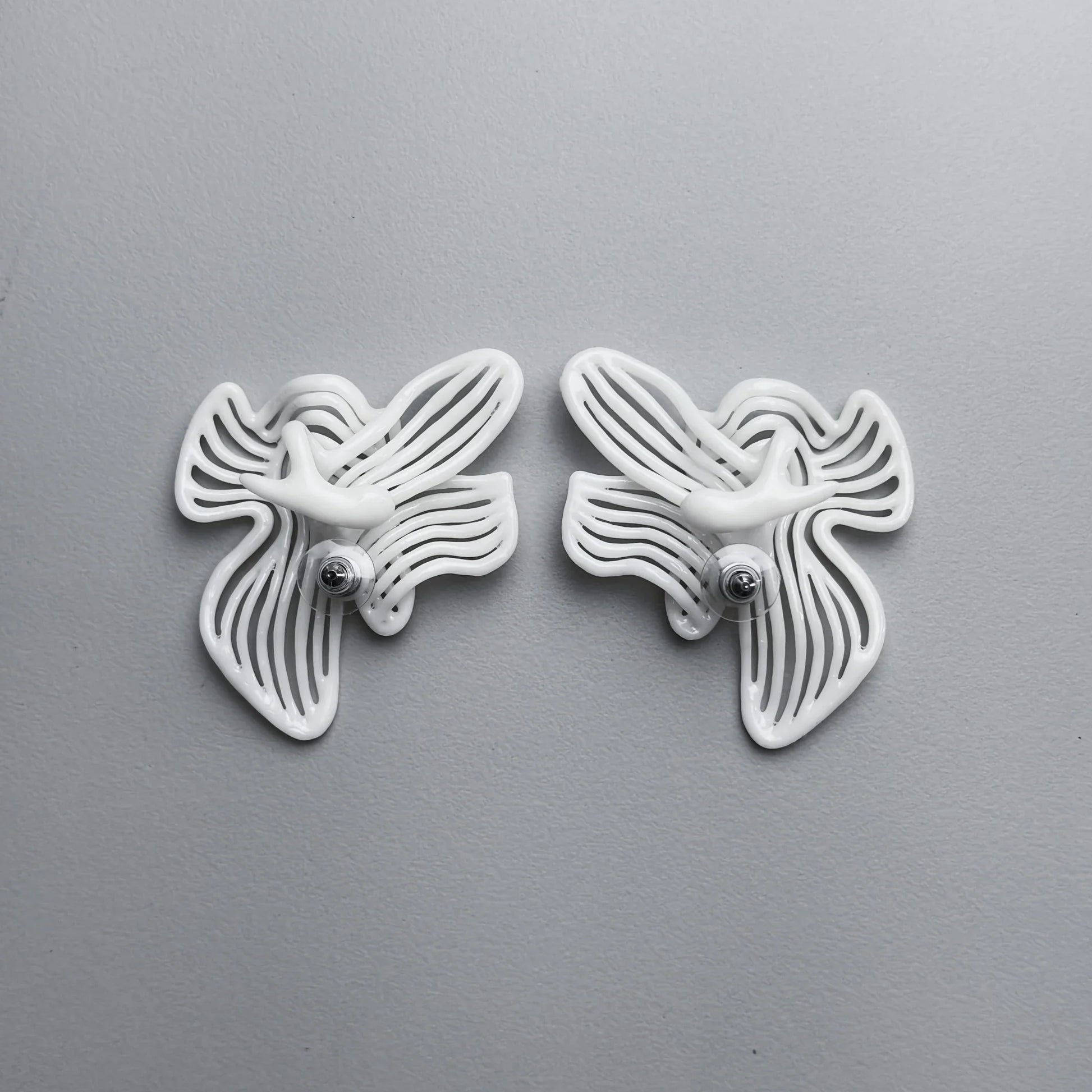 Back view of wedding statement earrings, showing the clasp and construction detail.