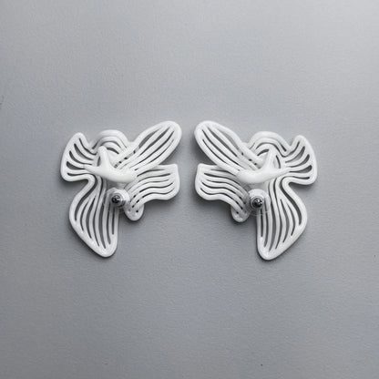 Back view of wedding statement earrings, showing the clasp and construction detail.